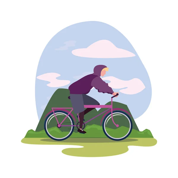 Personnes à vélo activité image — Image vectorielle