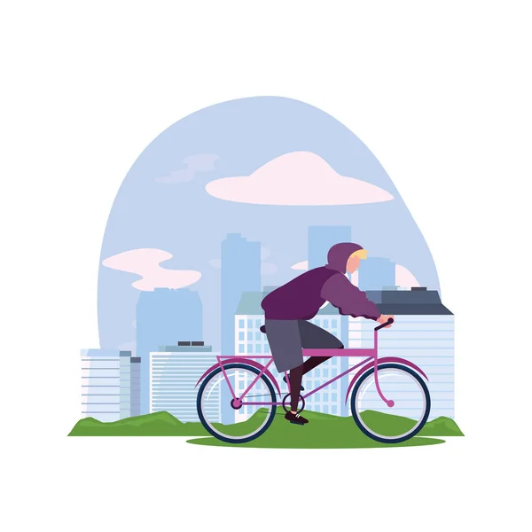Pessoas andando de bicicleta imagem atividade —  Vetores de Stock