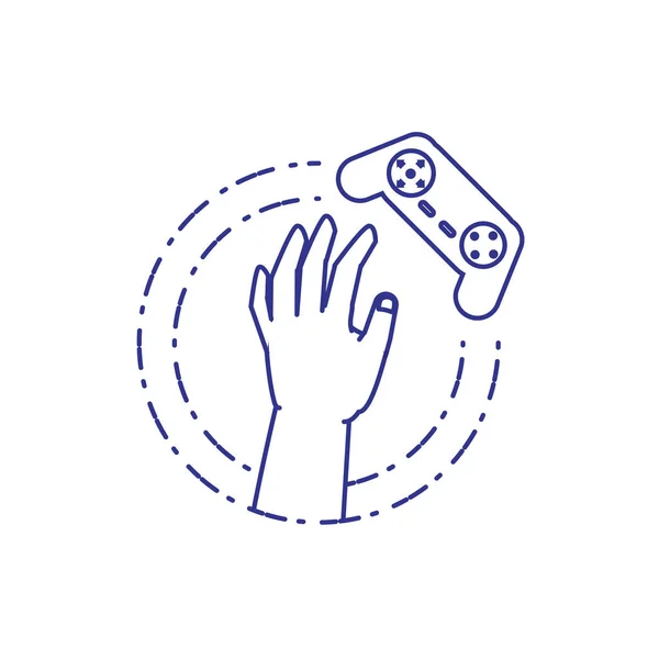 Usuário mão com controle de jogo de vídeo retro — Vetor de Stock