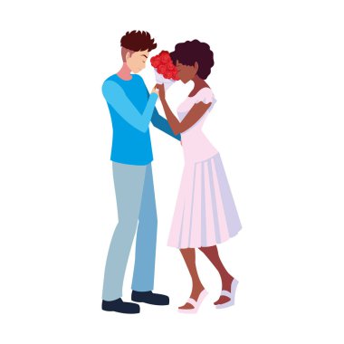 buket çiçek veren adam bir kadın