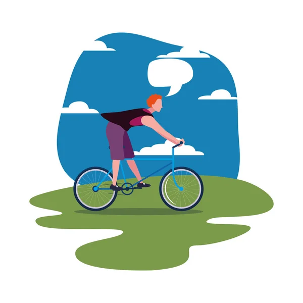 People riding bicycle activity image — Stock Vector