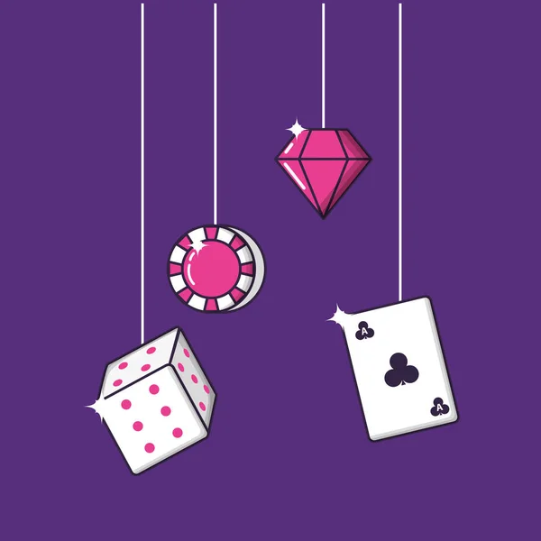 Casino spel instellen pictogrammen opknoping — Stockvector