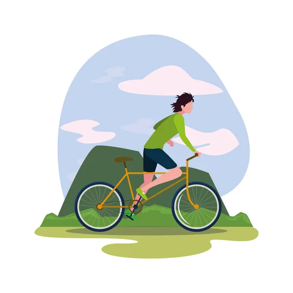 Menschen, die Fahrrad fahren Aktivität Bild — Stockvektor