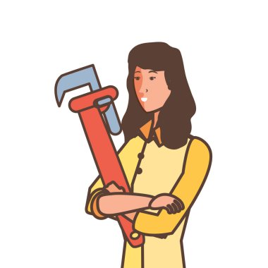 anahtar takım ile işçi inşaat kadın