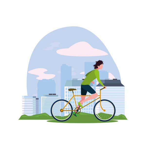 People riding bicycle activity image — Stock Vector