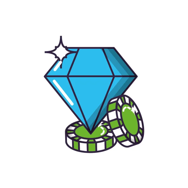Casino-Spielchips mit Diamant — Stockvektor