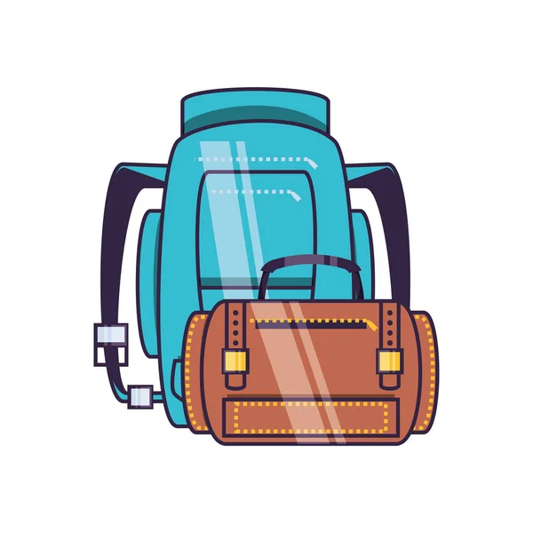 旅行バッグ付き旅行スーツケース機器 — ストックベクタ