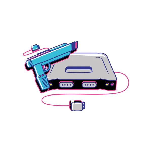 Retro-Videospielkonsole mit Pistole — Stockvektor