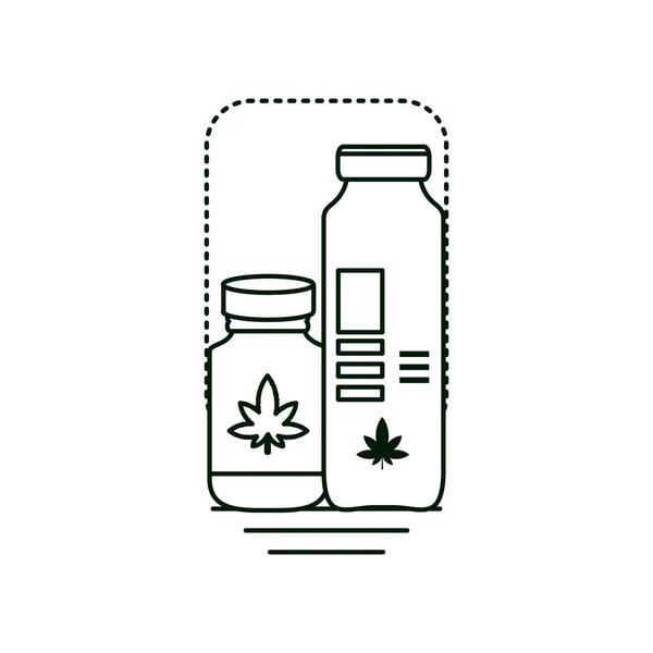 Botellas de cannabis medicamentos iconos — Archivo Imágenes Vectoriales