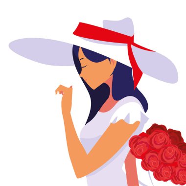 buket çiçek ile romantik kadın