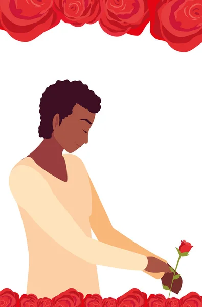 Romantische man Holding schattige bloem — Stockvector