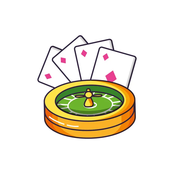 Casino roulette game with poker cards — Stock Vector