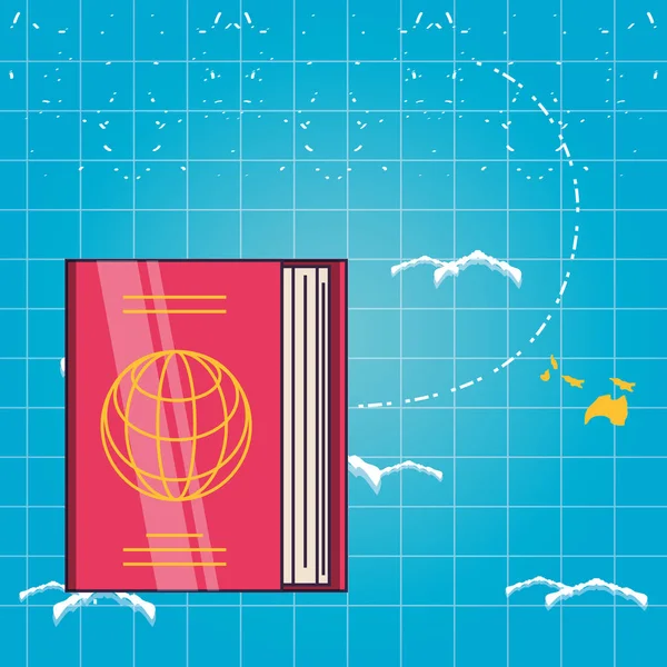 Passeport document voyage avec la planète du monde — Image vectorielle