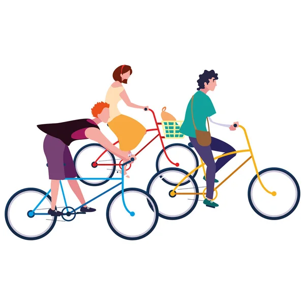 Personas montar bicicleta actividad imagen — Vector de stock