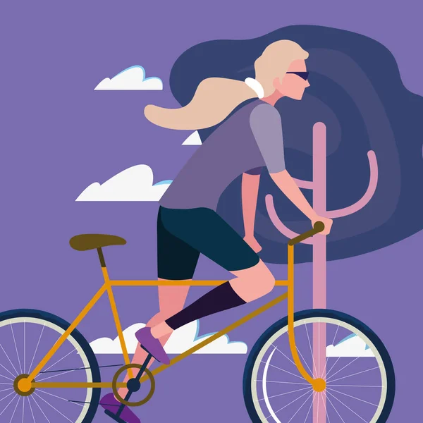 Personnes à vélo activité image — Image vectorielle