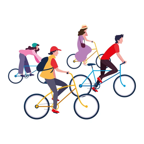 Personas montar bicicleta actividad imagen — Vector de stock