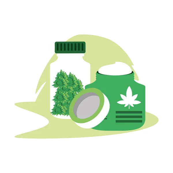 Bouteille de cannabis produit avec pommade — Image vectorielle