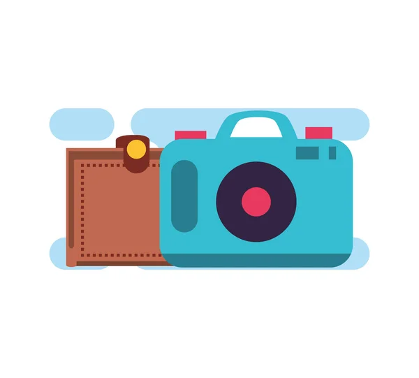 Câmera fotográfica digital com dinheiro carteira — Vetor de Stock