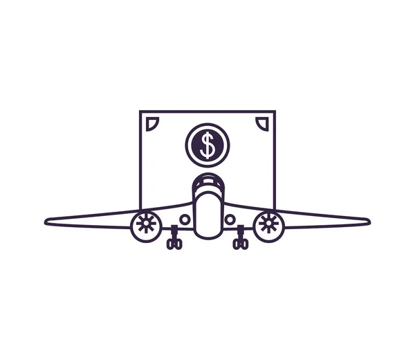Літак літальний апарат з купюрами доларів — стоковий вектор