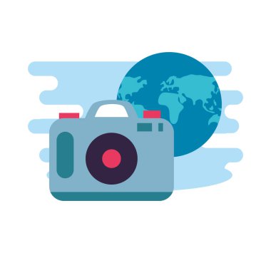 dünya gezegeni ile kamera fotoğraf dijital