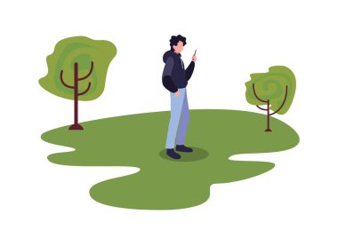 akıllı telefon vektör ilustration kullanarak genç adam