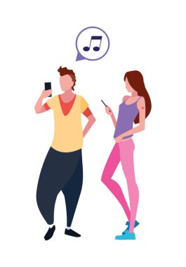akıllı telefon kullanarak erkek ve kadın karakterleri
