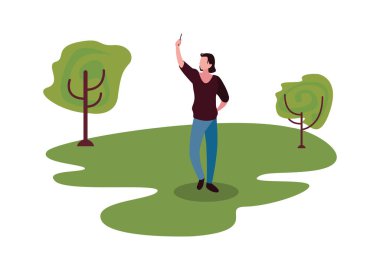 akıllı telefon vektör ilustration kullanarak genç adam