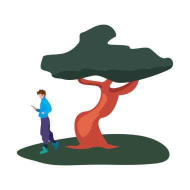 akıllı telefon vektör ilustration kullanarak genç adam