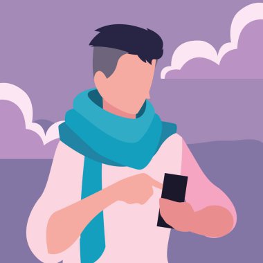 akıllı telefon sosyal medya kullanarak genç adam