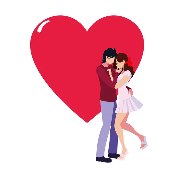 Romantisches Paar umarmt Liebe Herz — Stockvektor