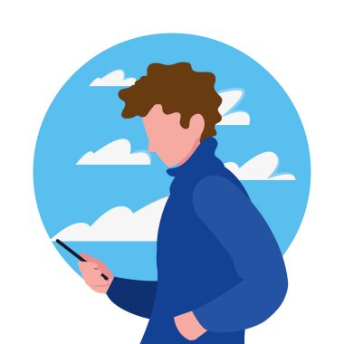 akıllı telefon sosyal medya kullanarak genç adam