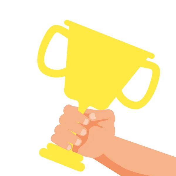 Winner hands with trophy cup award — Stock Vector
