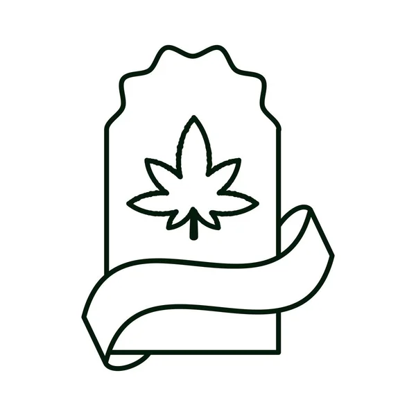 Cornice con pianta e nastro di foglie di cannabis — Vettoriale Stock