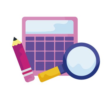 büyüteç ve kalem ile hesap makinesi