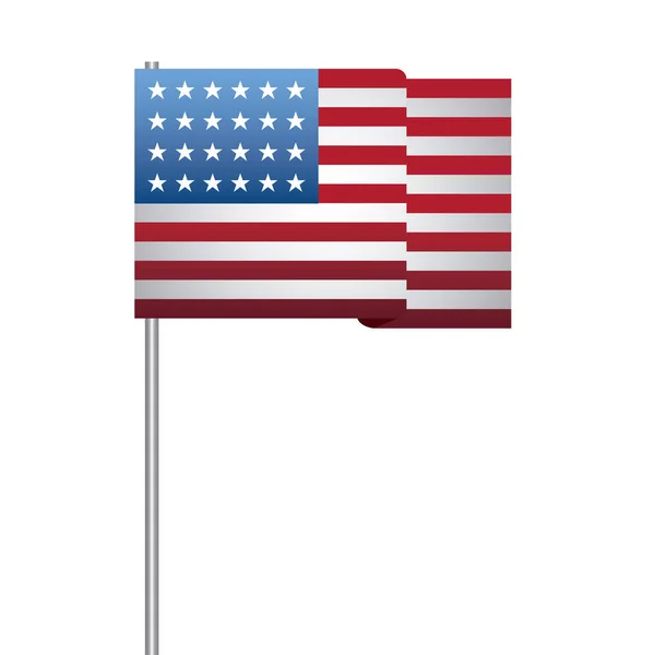 Zjednoczony stan amerykańskiej flagi w patyku — Wektor stockowy