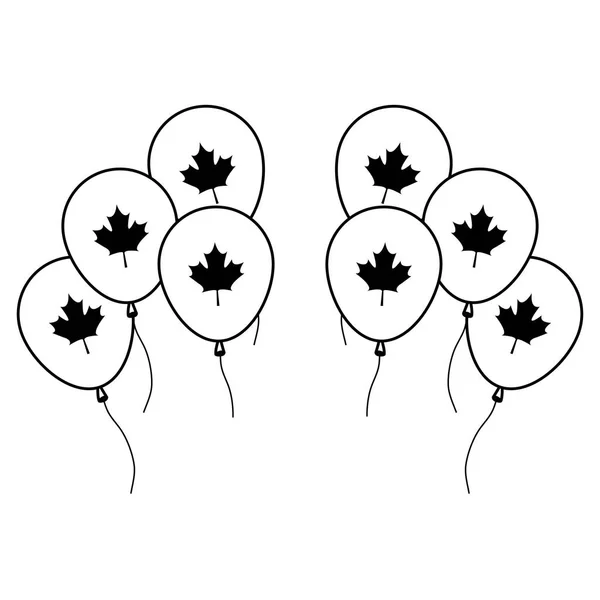 Ballonger helium med Maple Leafs Kanada — Stock vektor