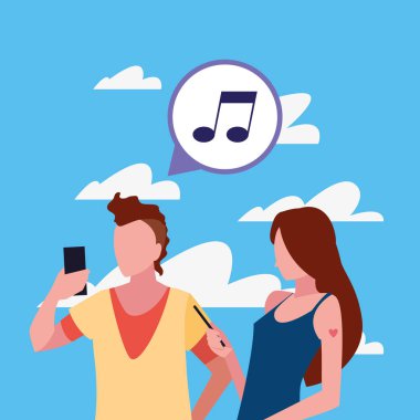 akıllı telefon kullanarak erkek ve kadın karakterleri