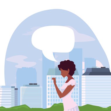 şehirde güzel kadın konuşmak kabarcık