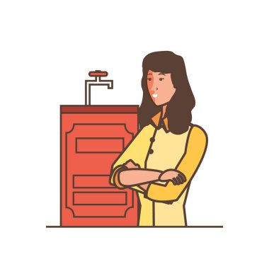 banyo mobilyaları ile güzel genç kadın