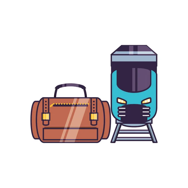 Tren ile seyahat bavul ekipmanları — Stok Vektör