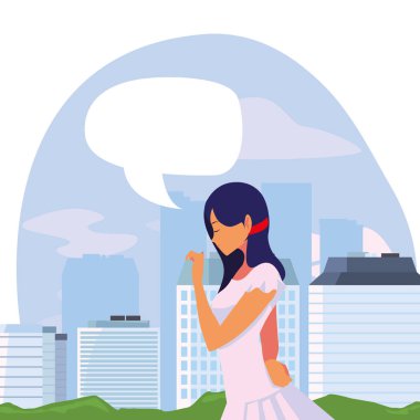 şehirde güzel kadın konuşmak kabarcık