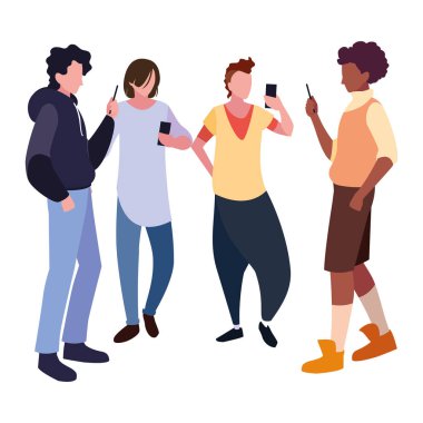 akıllı telefon sosyal medya kullanarak grup erkekler