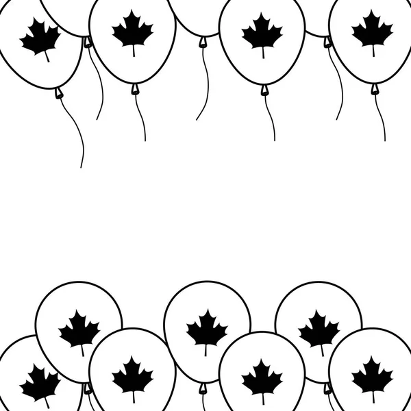 Quadro de balões de hélio com folhas de bordo canadá — Vetor de Stock