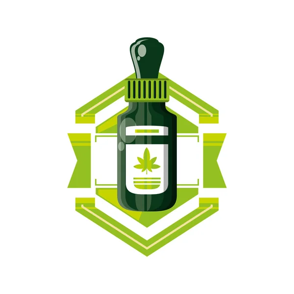 Botella de cannabis producto cuentagotas marco — Archivo Imágenes Vectoriales