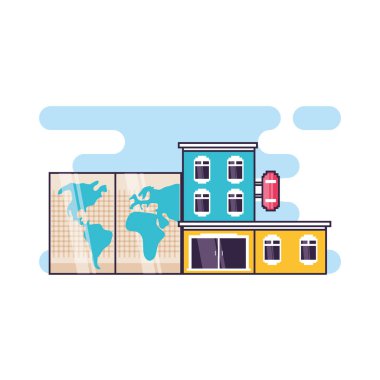 kağıt harita ile otel bina yeri