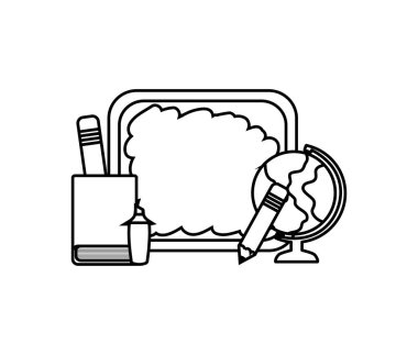 kitap ve set malzemeleri ile tahta