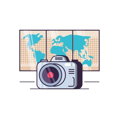 kamera fotoğraf ile kağıt harita seyahat rehberi