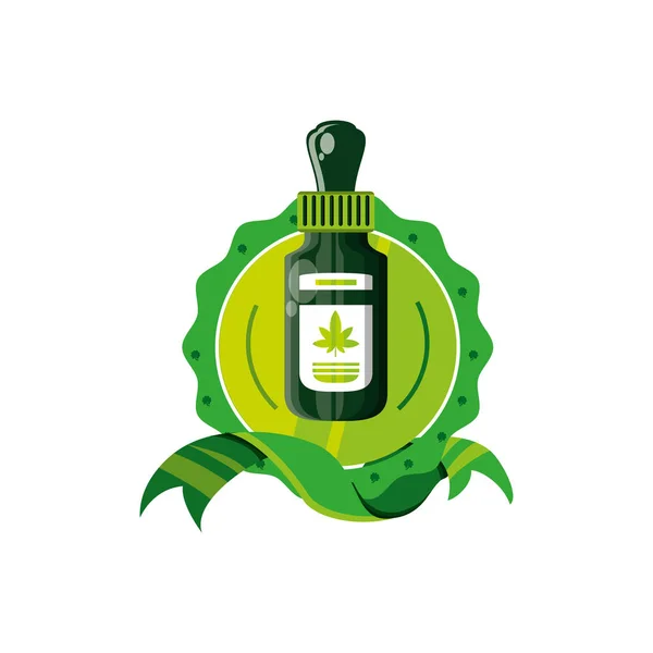 Rám produktu z láhve Cannabis — Stockový vektor
