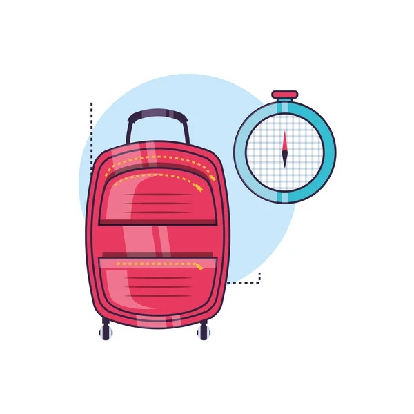 Compass guide device with suitcase — Stock Vector
