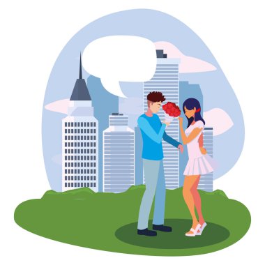 buket çiçek veren adam bir kadın